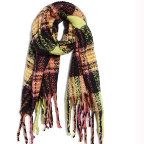 Nordstrom BP Neon Plaid Scarf - Picture 1 of 4